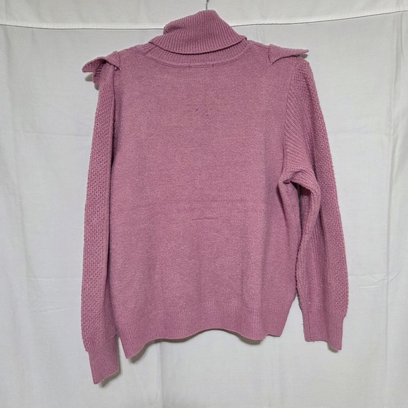 Design History Pink Turtleneck Sweater with Ruffle Details - Picture 7 of 9